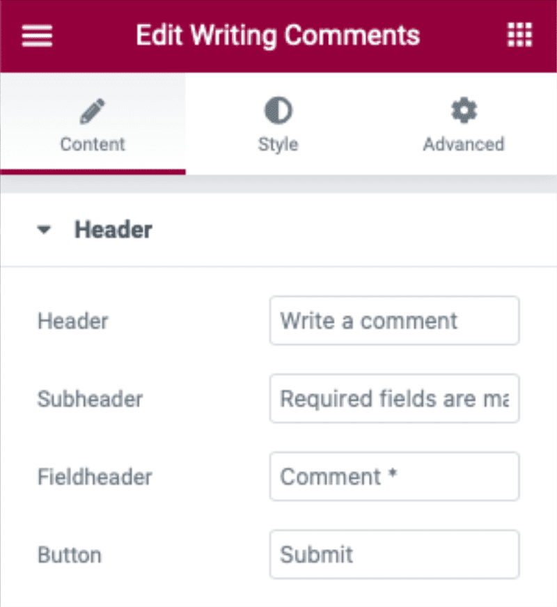 Writing Comments content